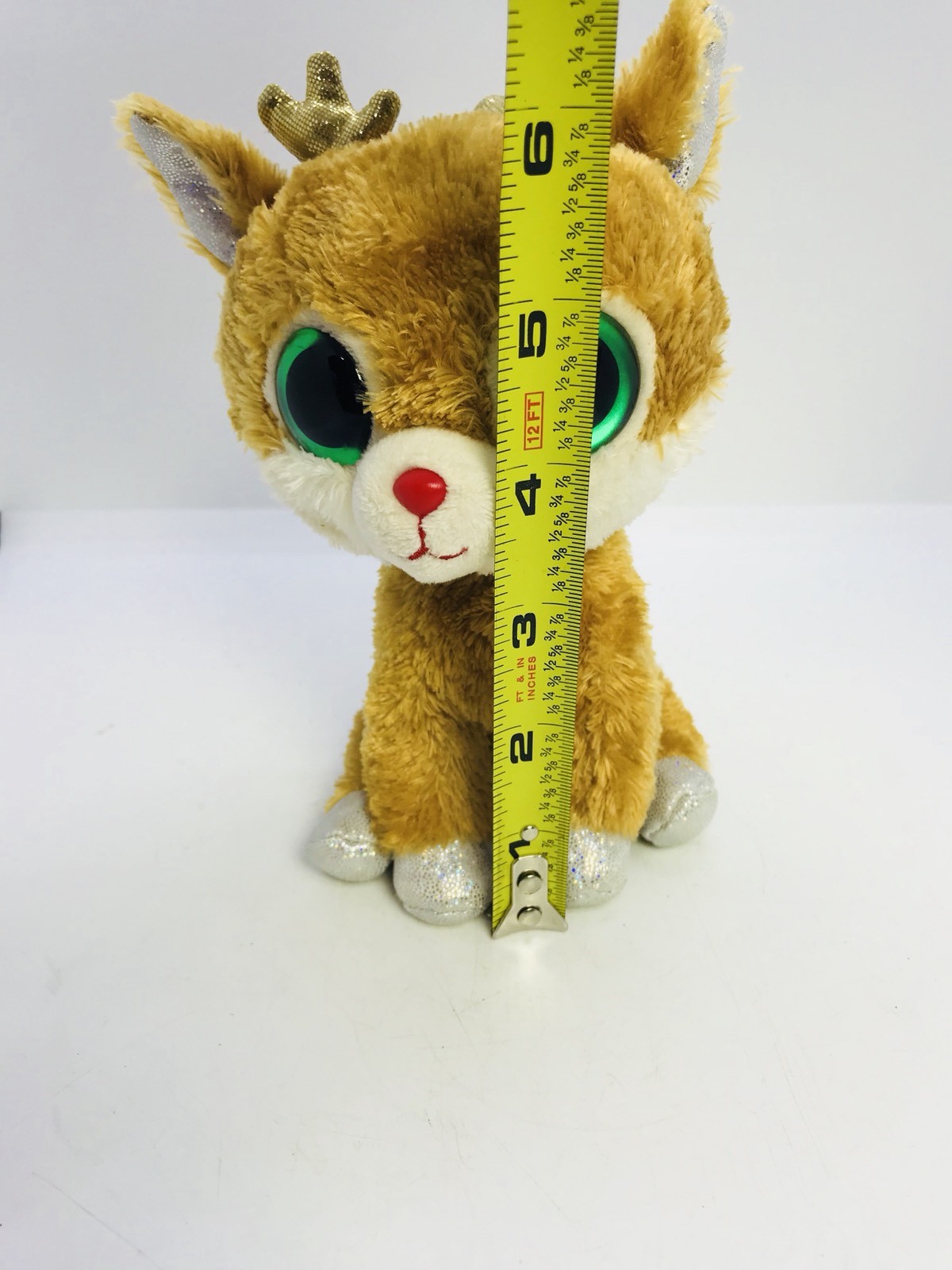 TY Beanie Boo ALPINE the Reindeer Silver Feet Gold Antlers 6'' Stuffed Animal