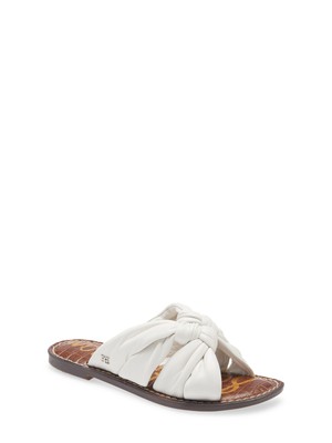 

SAM EDELMAN Женские белые кожаные сандалии Garson Slip On Slide Sandals  с кожаными ремешками, Белый, GARSON