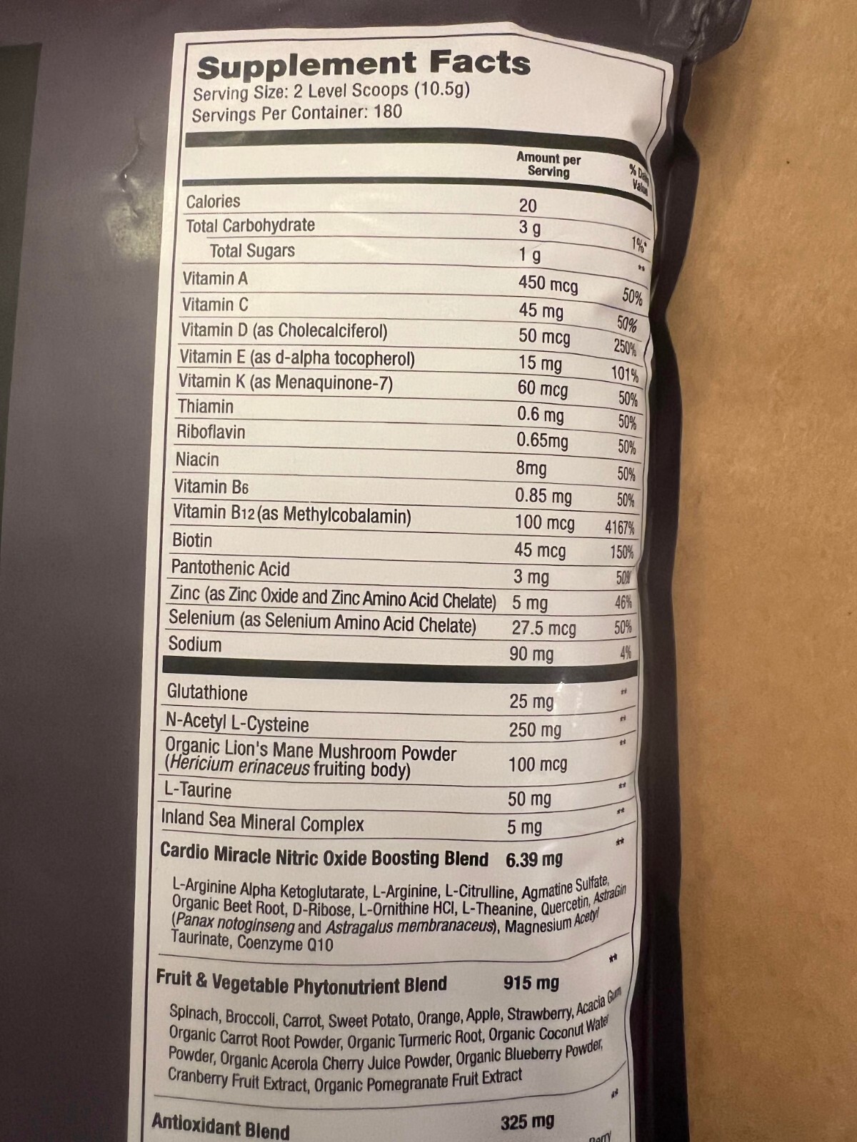 Large Cardio Miracle The Complete Nitric Oxide Solution - 180 SERVINGS, 03/2026