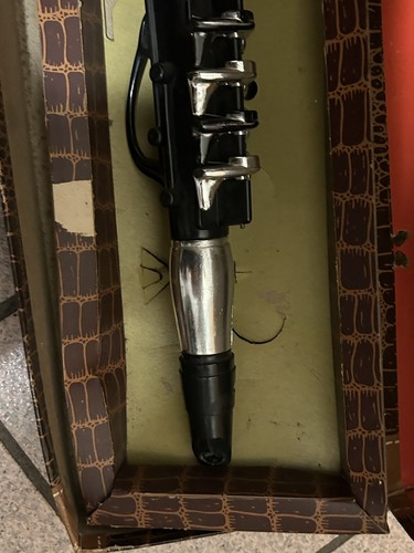 Vintage Ebony & Silver Clarinet Emenee Industry Musical Toys In Original Box