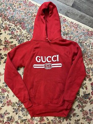 Vintage Bootleg 80s 90s Gucci Hooded Sweatshirt Red Mens Size XS EUC