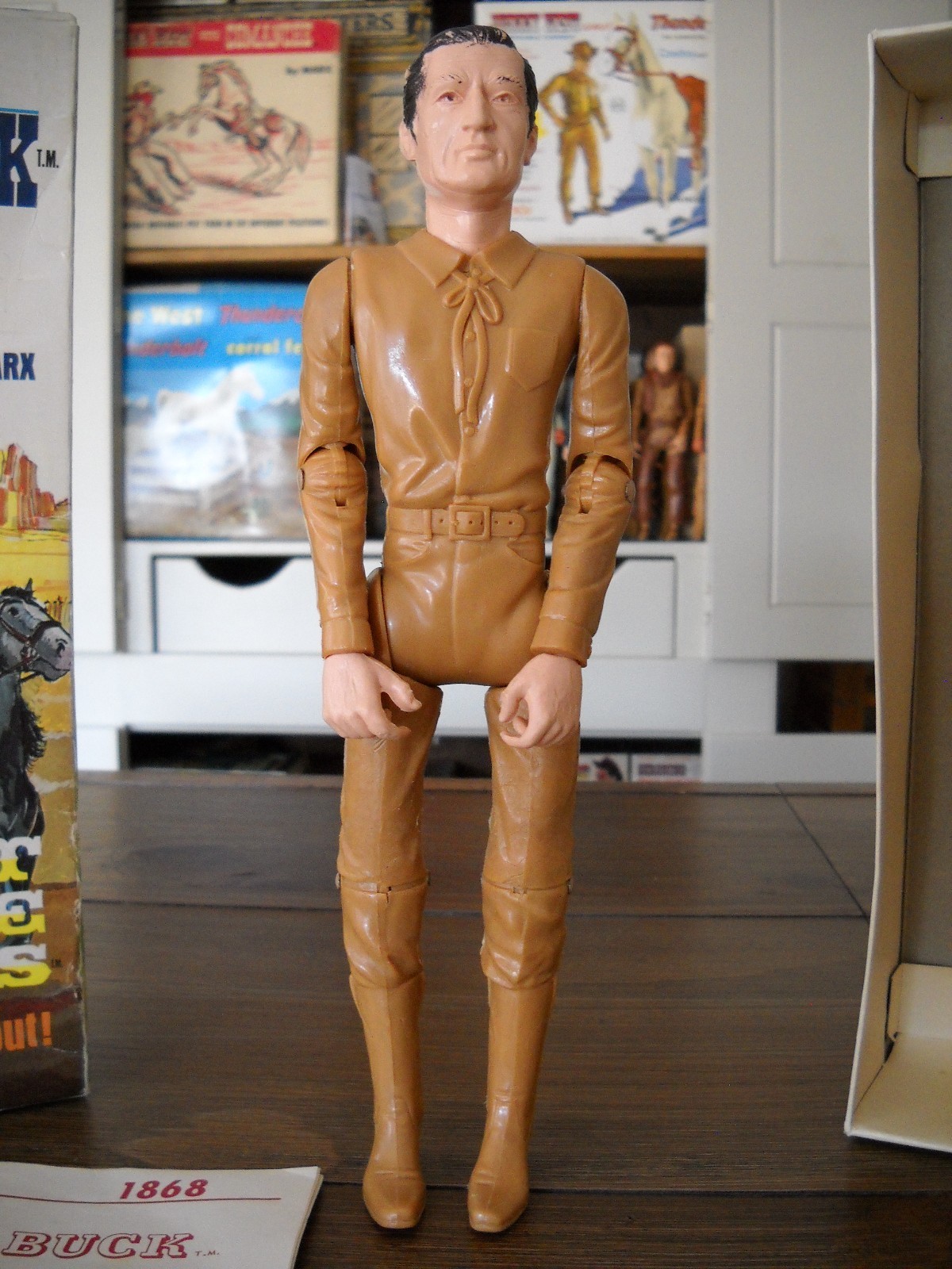 VINTAGE MARX JOHNNY WEST (FAF BILL BUCK) ACCESSORIES,MANUALS,BOX,BOONE.1967