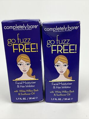 2X Completely Bare Go Fuzz Free Facial Moisturizer & Hair Inhibitor NEW IN BOXES