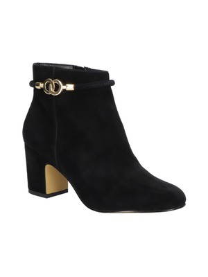 Женские кожаные ботильоны BELLA VITA на блочном каблуке Diaz с миндалем, черные, с цепочкой, 8,5 Вт