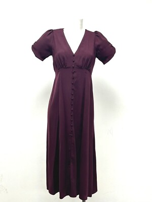 Ex New Look Wine Button Front Split Hem Tea Dress Sizes 8 10 12 14 16 18