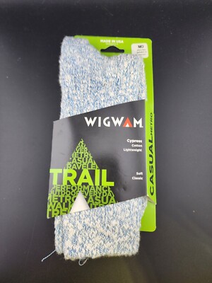 Wigwam Cypress Trail Socks Size Medium 6-10 1 Pr. Wht/ Blue. NWT, USA