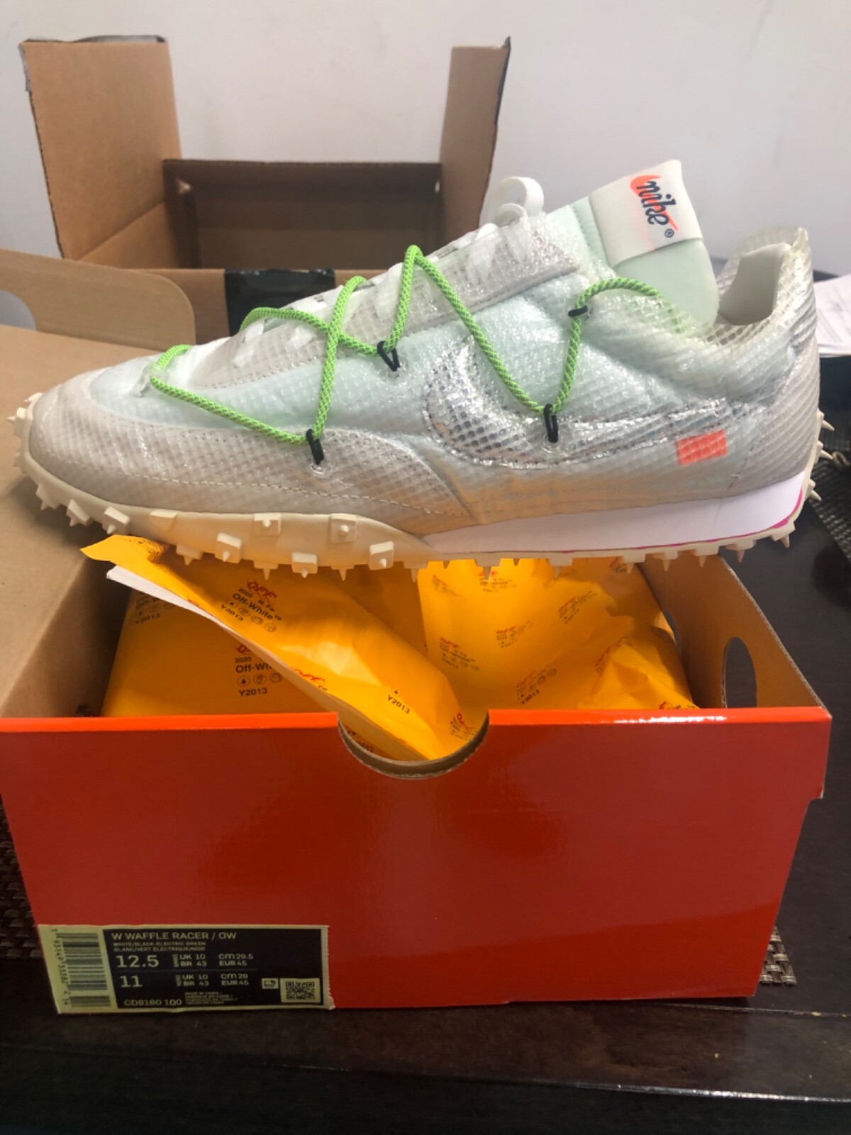 🔥 Virgil Abloh Off-White Nike Waffle Racer Black 12.5 W 11