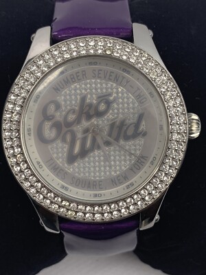 Marc Ecko Times Square, New York Purple Leather Band Women s Watch E10038m3