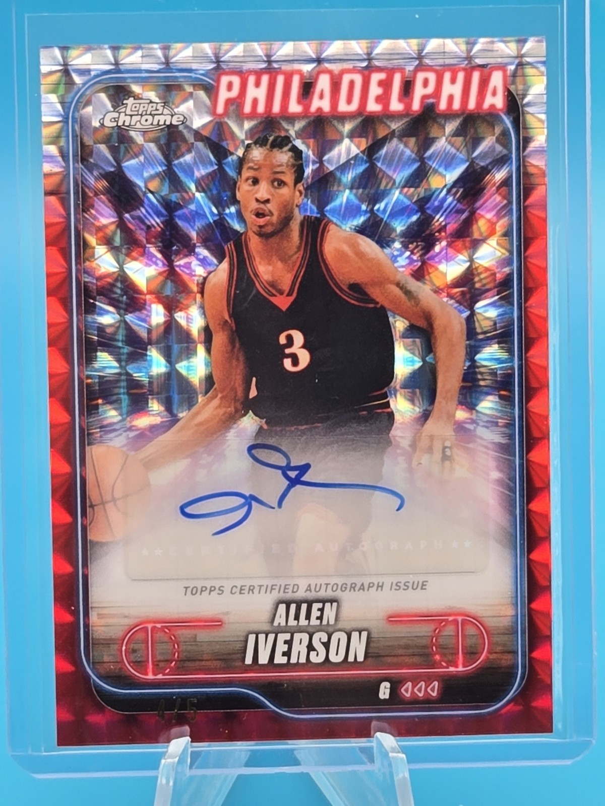 ALLEN IVERSON - 2024-25 Topps Chrome AUTO RED GEOMETRIC 4/5