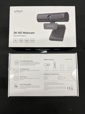 VAVA Webcam Model VA-VD020, 2K HD, 4X Zoom, Auto Focus, Tripod, 2 Of Them
