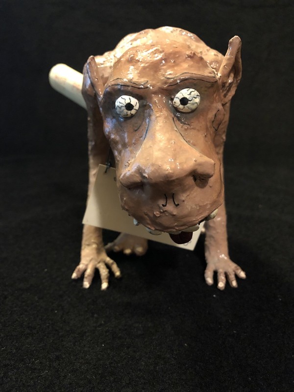 Paper Mache Demon Gargoyle Geologist Gold Miner Creature Sculpture Hot