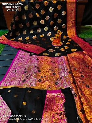 Katan Saree Women Pure Banarasi Sari Handloom Fashion New Banaras Gift Blouse 04