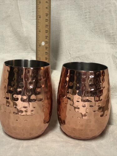 HAMMERED COPPER TUMBLERS  SET OF 2