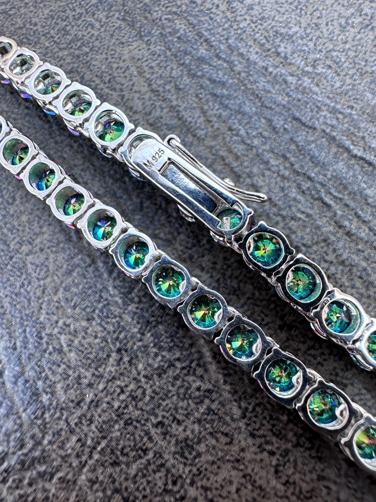 Pre-owned Silver Real Blue Moissanite 5mm Tennis Chain 925  Iced Necklace Pass Diamond Test