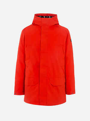 Pre-owned Mc2 Saint Barth Man Hooded Red Parka With Bandanna Lining