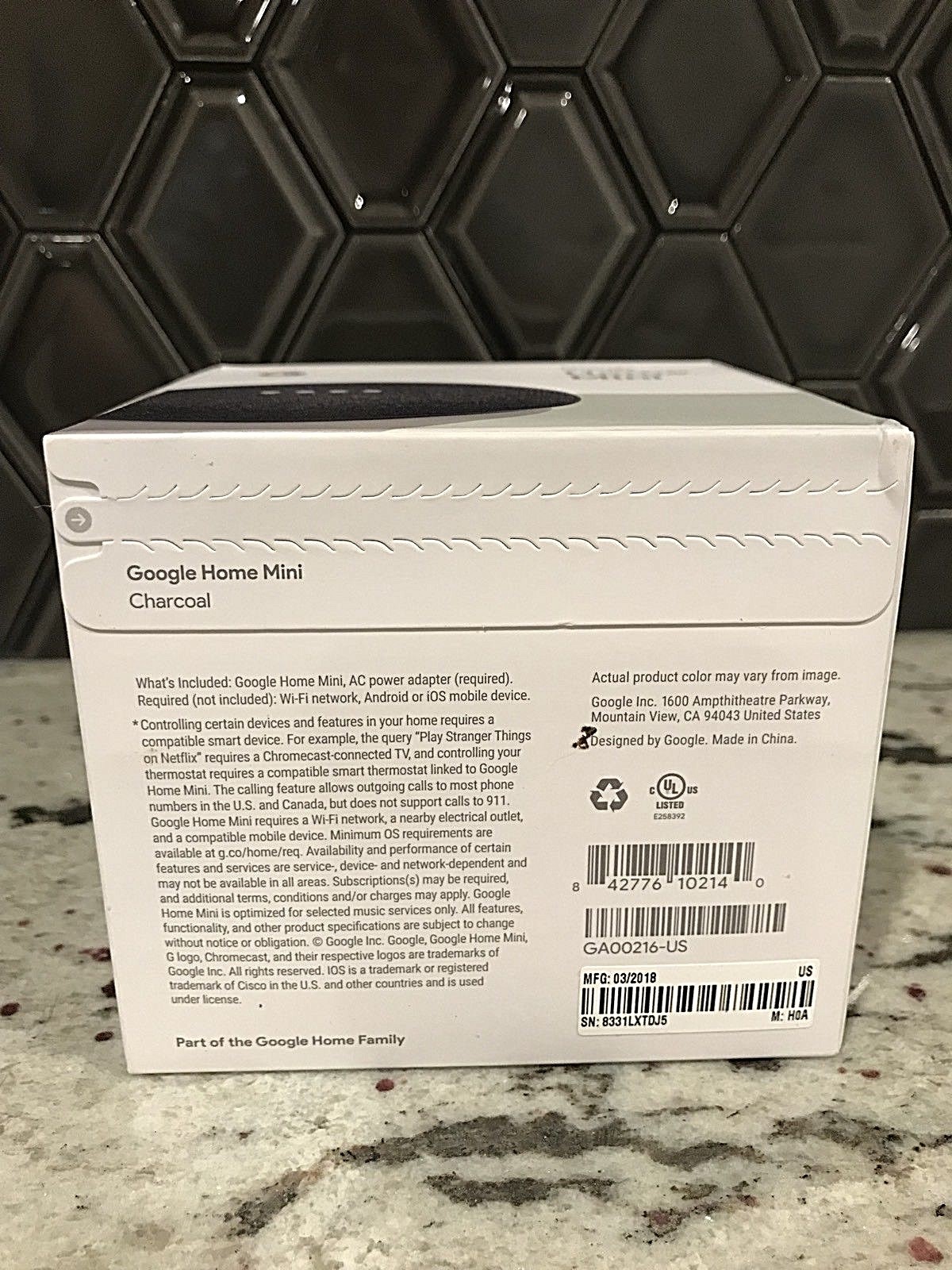 Google Home Mini Smart Home Assistant Small Speaker - Charcoal - New in Box