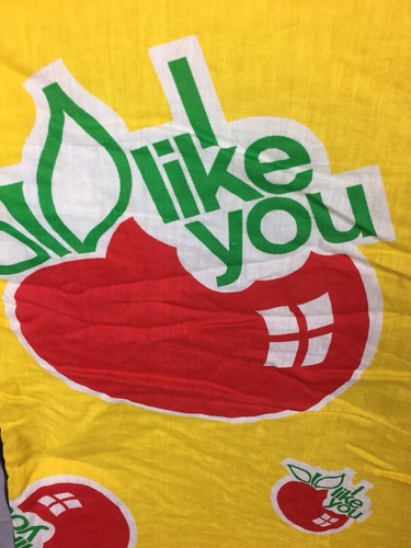 Retro Sleeping Bag Bright Yellow Apples I Like You 70’s Slumber Party