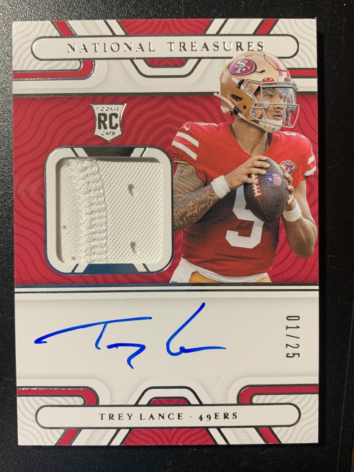 2021 Panini National Treasures RPA Trey Lance 1/25 RC Rookie Jersey Patch Auto