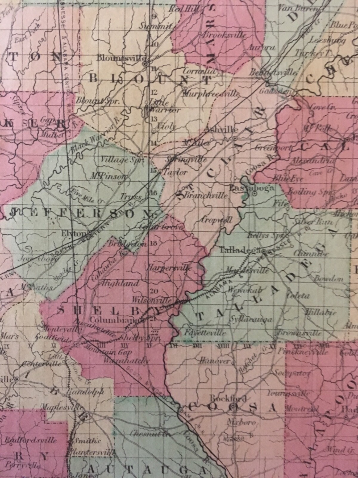 J.H. Colton’s 1859 Atlas Map of Alabama