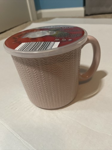 Ceramic Mug Pink Vented Lid Microwaveable