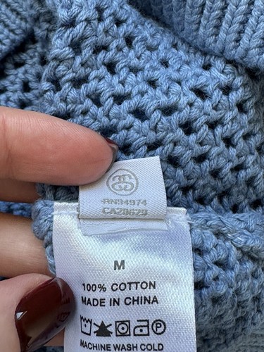 Pre-owned Stussy Mens  Pigment Dyed Loose Gauge Knitwear Sweater Size M,l In Blue