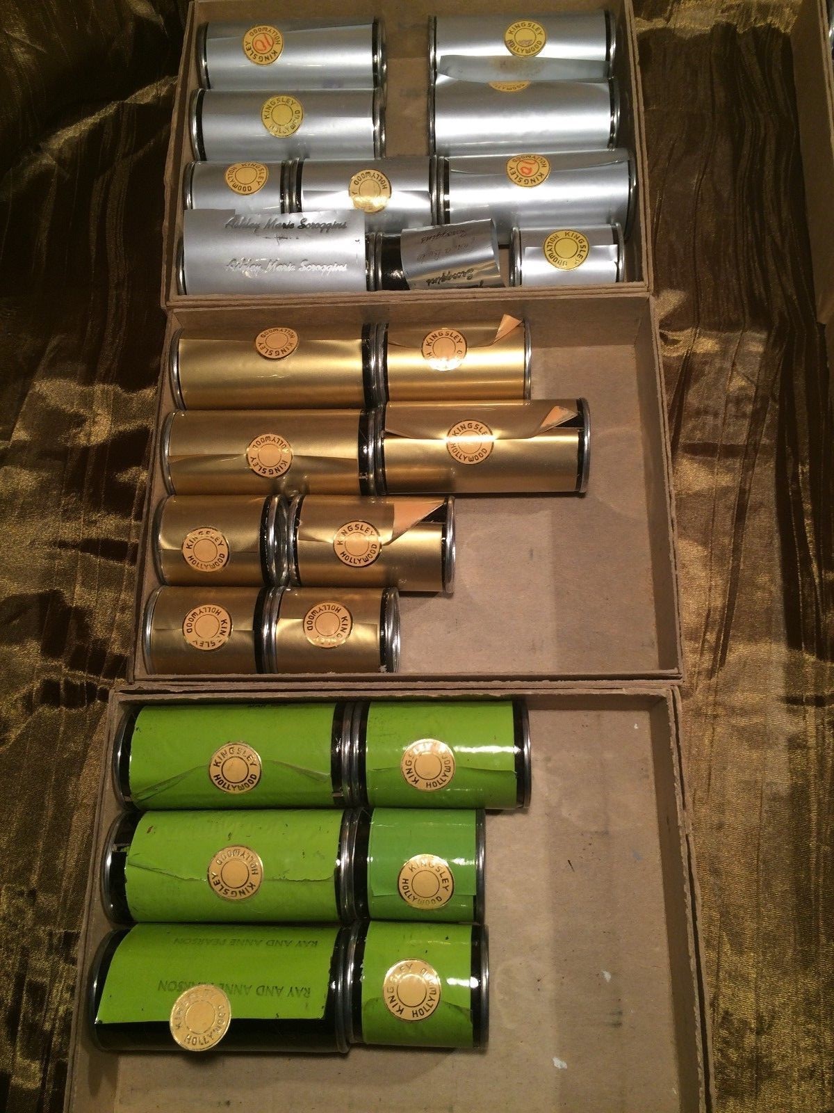 77 KINGSLEY HOT FOIL STAMPING MACHINE FOIL ROLLS NEW & PARTIAL + 23K GOLD SHEETS