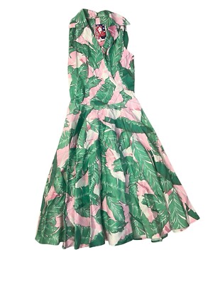 Pinup Couture Edie Dress Palm Spring Print Women’s Sz Med Retro