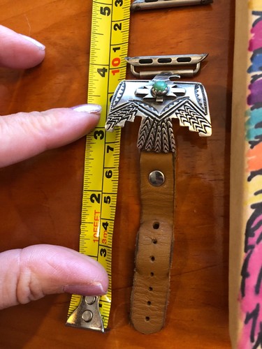 Wild Horse Apple Watchband Sterling Silver & Real Turquoise Thunderbird For 38mm