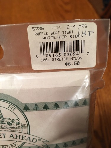 Two Feet Ahead OPAQUE tights size 2 - 4 Yrs Lace Bottom White/ Red Ribbon NIP