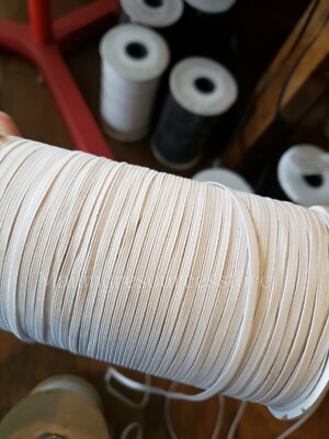 288 Yards WHITE 1/8'' in 3mm Braided Elastic Band in Roll - Great for face mask 