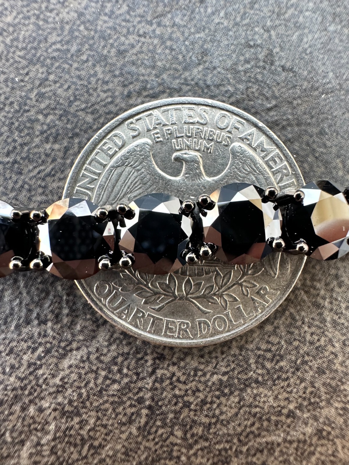 Pre-owned Silver Real Black Moissanite 7mm Tennis Bracelet Oxidized Black Rhodium Over 925