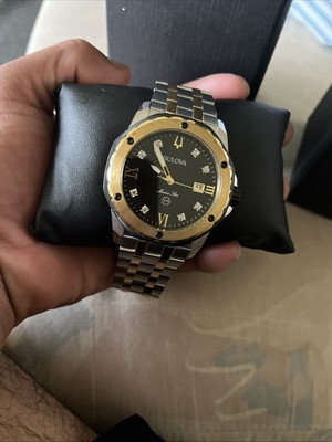 Bulova Men's Quartz Marine Star Silver Gold Diamond Indices Bulova Men's Quartz Marine Star Silver Gold Diamond Indices