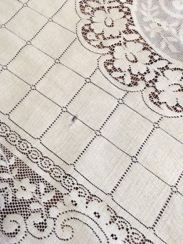 Vintage Lace Table Cloth Tablecloth Floral Rectangular 60 x 85 Off White Poly