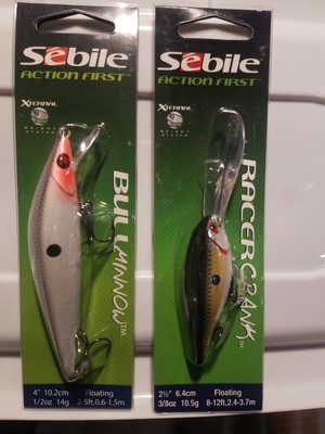 Sebile 5/" Soft Magic Swimmer Lot of 2-Red Perch /& Trout-W//hk. and wgts.