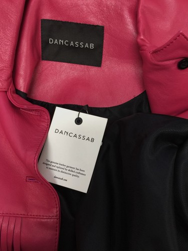 Pre-owned Dancassab $1680  Women's Pink Loretta Fringed Lambskin Leather Jacket Size S