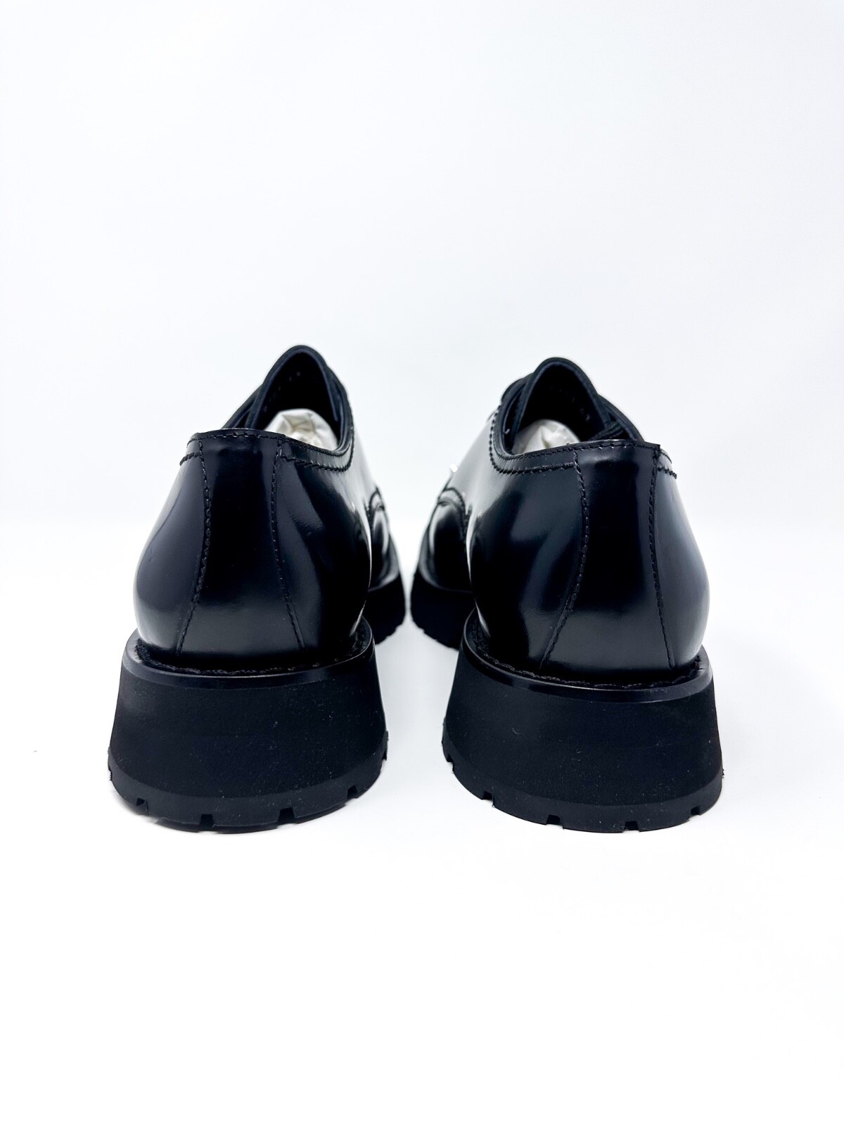 Pre-owned Alexander Mcqueen $1290  Leather Lace Up Stud Shoe Black 41