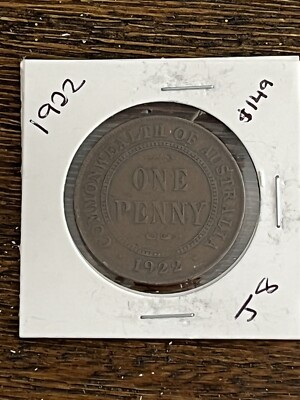  1922 PENNY MELBOURNE AUSTRALIA  EARLY DATE KING GEORGE V #J8 