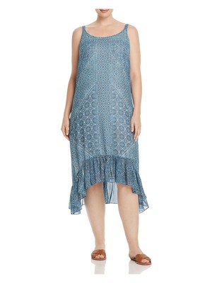 Женское бирюзовое платье-спагетти на бретельках ниже колена Hi-Lo от NIC +ZOE Плюс 2 шт.