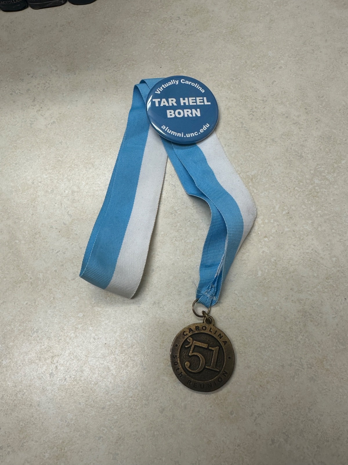 North Carolina Tarheels Class of 1951 50th Reunion Medal & Pinback