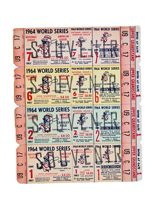 CINCINNATI REDS 1964 WORLD SERIES PHANTOM TICKET SHEET CROSLEY FIELD