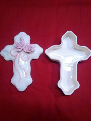 Cross With Flowers Jewelry, Trinket Box,