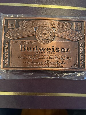 Vintage Budweiser Belt Buckle Copper tone New in wrapper
