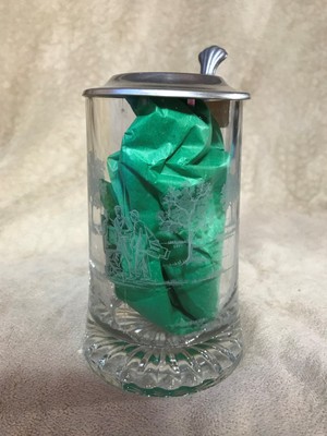 Vintage~ALWE~Glass Stein~w-Pewter~Lid~W Germany~Etched~Golfers~Rare~Tankard~Tree