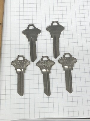 Schlage 5 Key Blanks 1145H Ilco 6 Pin Commercial Sectional Rare Locksmith Brass