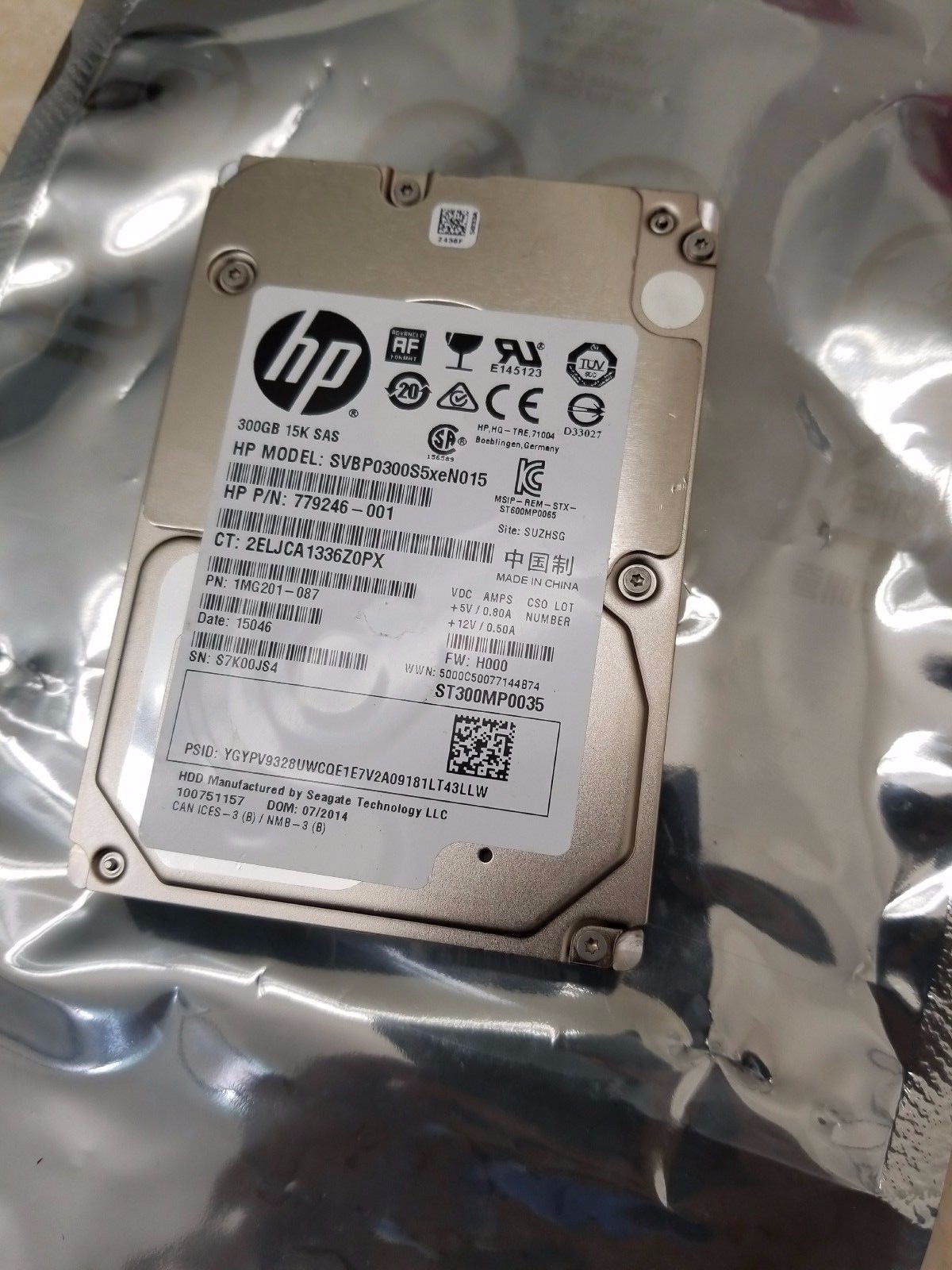 Seagate ST300MP0035 HP SVBP0300S5xeN015 779246-001 300GB 15K