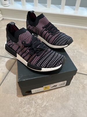 Adidas NMD_R1 STLT Primeknit Black/ Pink/ White Sneakers men size 9.5 CQ2386