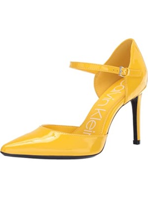 

CALVIN KLEIN Женские желтые кожаные туфли-лодочки Gel Pod Dorsay Roya Stiletto, Желтый, E6130