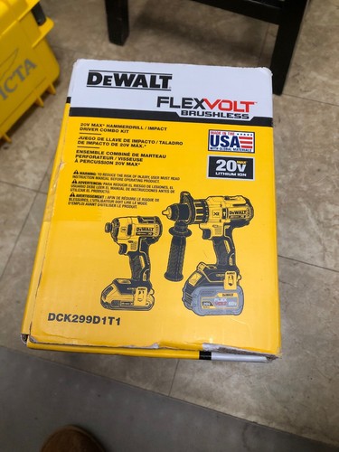 DeWALT DCK299D1T1 20VMAX Flexvolt Li-Ion Brushless Hammerdrill/Impact Combo Kit