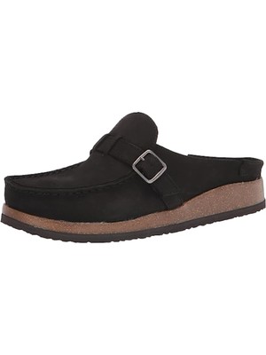 

WHITE MOUNTAIN FOOTBEDS Женские черные кожаные сабо на танкетке MidBayhill без шнуровки 7 м, Черный, BAYHILL W30540