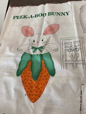 Vintage VIP Print Peek-A-Boo Bunny Rabbit Fabric Home Decor Craft Panel 36x44 